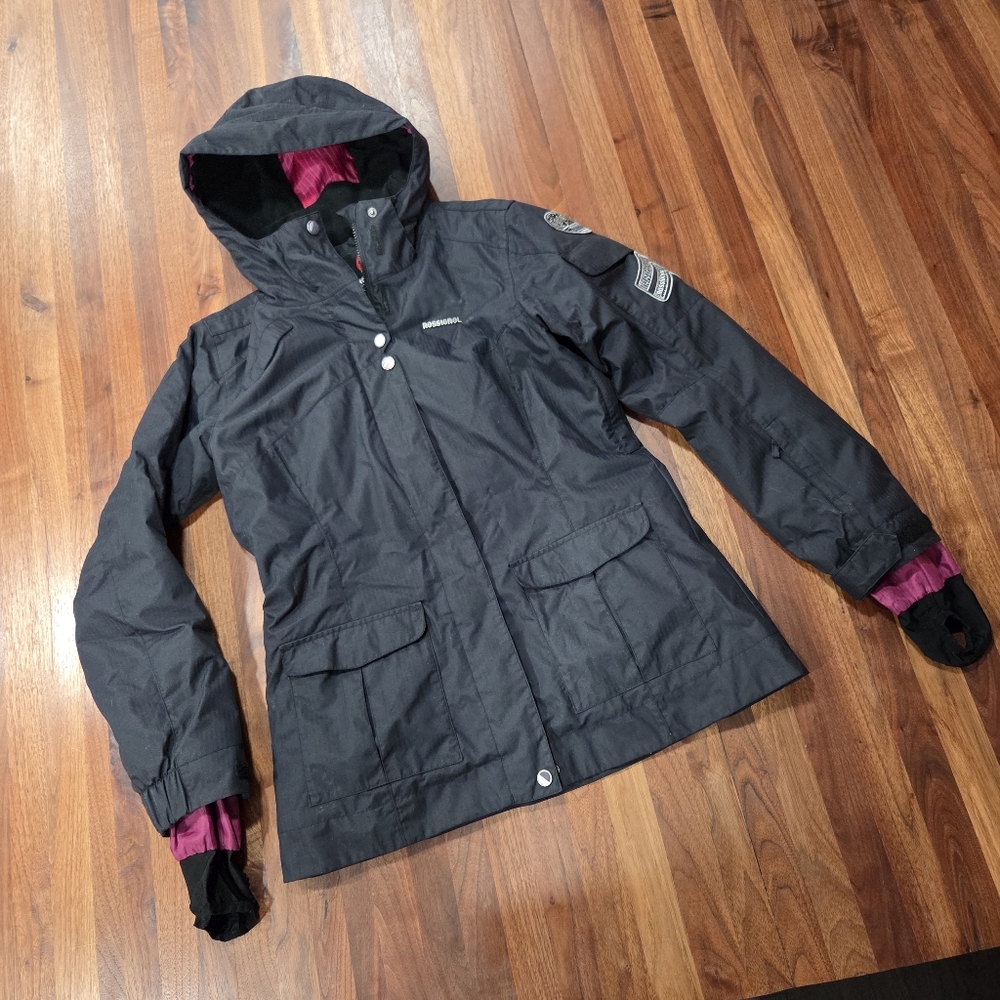 Rossignol Women's Black Ski Jacket with Pink Details Size XL